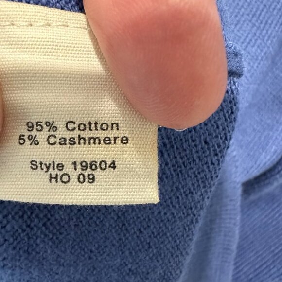 J.Crew Cotton & Cashmere Blue V-Neck Long Sleeve Knit Sweater Medium - Picture 4 of 4